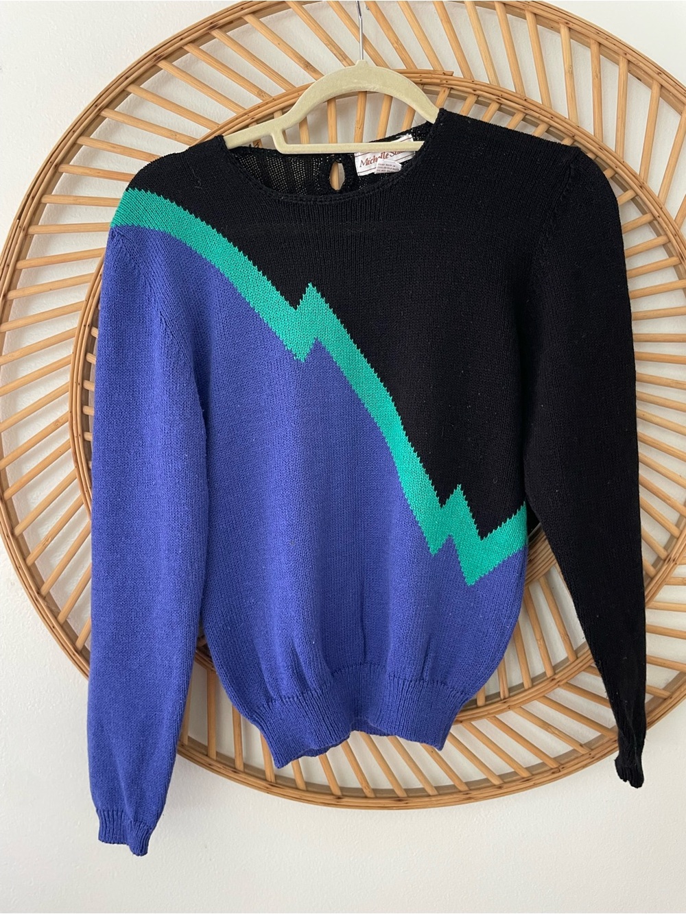 Vintage color block size 4 Black & Blue sweater